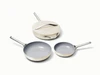 Caraway ceramic 4pc fry & sauté set in Cream.