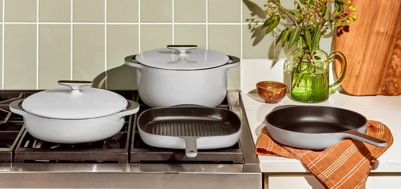 Cast Iron Set - Gray - On Stovetop