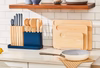 Knife & Utensil Set - Navy - On Countertop with Cutting Board Set