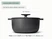 Caraway Charcoal 6.5 qt enameled cast iron Dutch oven dimensions. diameter: 10.5 in; width: 10.5 in; wall height: 6.8 in; capacity: 6.5 qt.