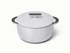Caraway 6.5 qt enameled cast iron Dutch oven in Gray with a matching lid.