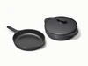 Caraway enameled cast iron skillet & braiser duo in Charcoal.