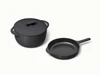 Caraway enameled cast iron skillet & dutch oven duo in Charcoal.