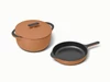 Caraway enameled cast iron skillet & dutch oven duo.