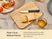 Caraway small wooden cutting board holding sliced cake and a Navy-handled knife.