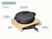 Caraway Charcoal braiser, skillet with storage organizers shown in a labeled size and contents guide.