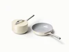 Caraway Cream ceramic fry pan and sauce pan with matching lid.