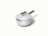 Caraway 1.8 qt enameled cast iron mini sauce pan in Gray with a matching lid.