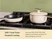 Caraway cream enameled cast iron mini skillet and lidded mini sauce pan on a stove.