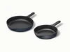 Caraway enameled cast iron skillet duo in Midnight.