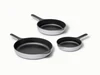 Caraway enameled cast iron skillet trio in Gray.