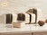Caraway cream ceramic food storage containers and lids stored upright in organizers.