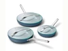 Caraway ceramic fry pan trio with glass lids in Navy.
