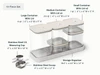 Caraway Cream small containers, medium containers, large container with storage organizers shown in a labeled size and contents guide.