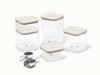 Caraway 13-pc glass airtight container set in Cream.