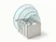 Caraway glass lid set of 4 with silver-tone handles with lids arranged in a storage organizer.