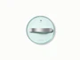 Caraway 6-inch glass cookware lid with silver-tone handles.