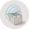 Glass Lid Set of 4 - Chrome - In Gray Circle