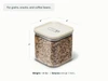 Caraway Cream medium glass airtight container dimensions. capacity: 2.5 qt.