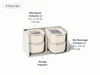 Caraway Cream mini square containers, mini rectangle containers with storage organizers shown in a labeled size and contents guide.