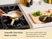 Hand stirring food in a Black ceramic mini sauce pan with a gold-tone handle on a stove.
