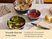 Caraway navy mixing bowls in three sizes holding salad and prepared ingredients.