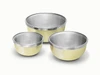 Caraway mixing bowl set with stainless steel interiors.