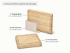 Caraway Maple butcher blocks with storage organizers shown in a labeled size and contents guide.