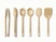 Caraway kitchen knives and shears with Cream handles, arranged side by side.