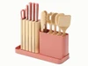 Caraway knife & utensil set in Perracotta with kitchen shears.