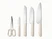 Caraway stainless steel knife set in Cream with kitchen shears.