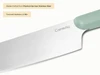Caraway close-up of a stainless steel kitchen knife blade and Sage handle.