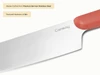 Caraway close-up of a stainless steel kitchen knife blade and Perracotta handle.