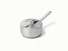 Caraway stainless steel mini sauce pan with a matching lid.