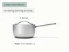 Caraway stainless steel sauce pan dimensions. diameter: 8 in; capacity: 3 qt.