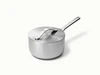 Caraway stainless steel sauce pan with a matching lid.