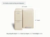 Caraway Cream rectangular trash can and two-drawer recycling bin dimensions: 27.5 inches combined width and 27 inches high; bin depths of 13 and 17 inches.