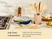 Caraway wooden cooking utensils in a holder beside a blue ceramic fry pan on a stove.
